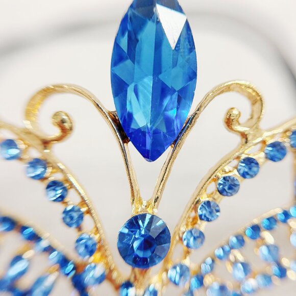 Gold masquerade mask, Blue crystal mask, Cosplay mask, Venetian mask, ball mask - Picture 5 of 8